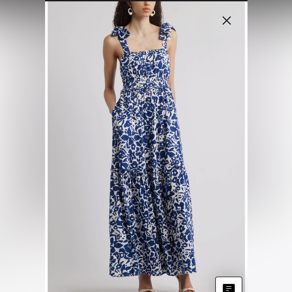 Chelsea28 Tie Strap Floral Print Maxi Dress